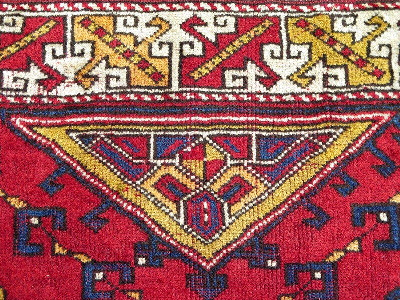 Oriental Antique Carpet, Red Wool Rugs, Handwoven Bedroom Floor Teppiche 50"x66" gallery