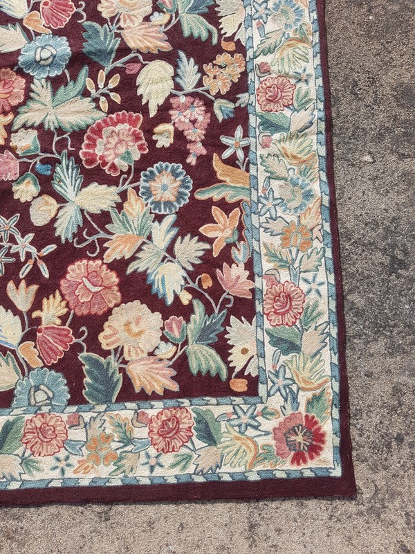 Vintage Traditional Handwoven Kashmiri Crewel Wool Kilim Rug 140x85 cm gallery
