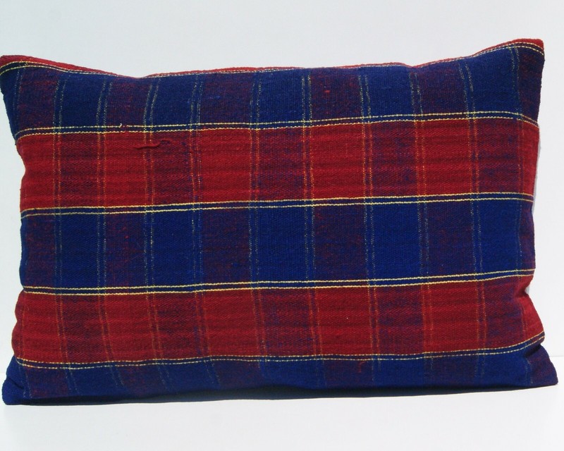Handcrafted 24"x16" Turkish Pillow Cover Vintage Rug-Inspired Striped Design gallery