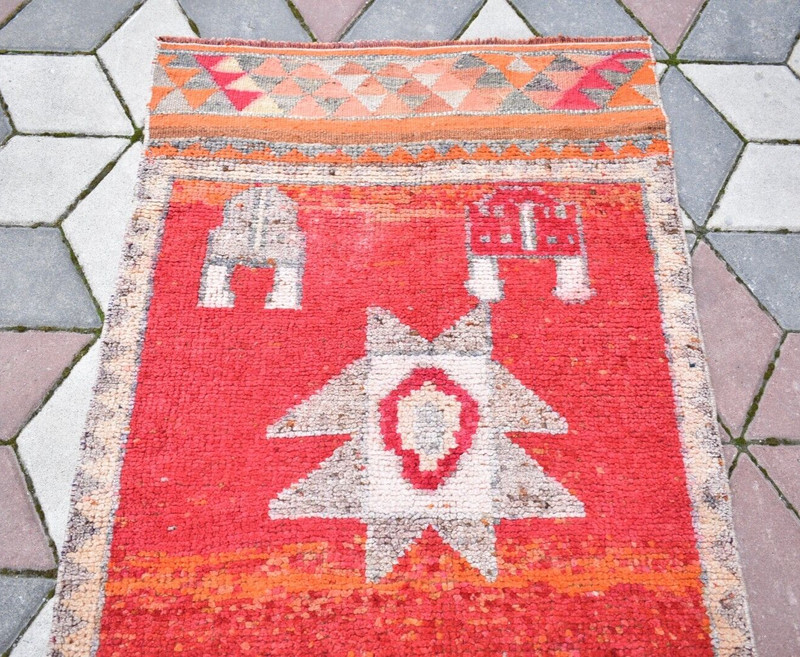 Turkish Runner Rug 34'' x 119'' Vintage Herki Hallway Rug Hand Knotted Area Rug gallery