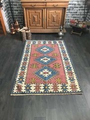 Pink Area Rug , Handknotted Turkish Rug , Geometric Oushak Rug , Pink Nomadic Ru