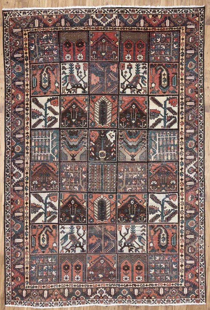 Semi-Antique Distressed Pictorial Wool Oriental Rug Home Decor Carpet 7x10 Ft