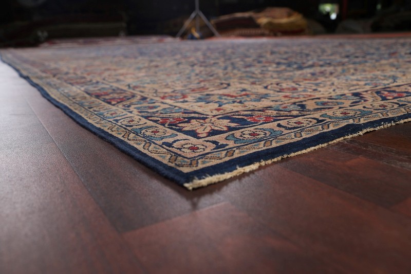 Pre-1900 Kirman Navy Blue Wool Hand-knotted Palace Size Antique Rug 12x21 Carpet gallery