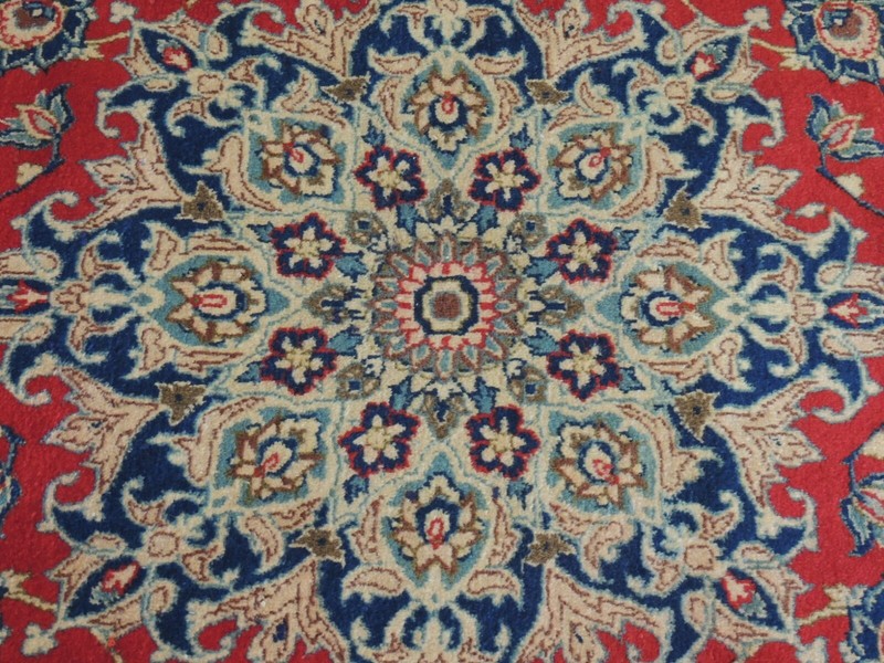 7x11 8x10 Kashaan Oriental Area Rug wool hand-knotted Red Blue Navy olive green gallery