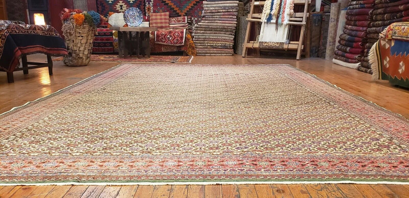 Magnificent Antique 1940's Wool Pile Vegy Dye Legendary Hereke Rug 7'4"×11'2" gallery
