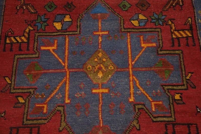 Geometric Wool Red Runner Rug 9 ft Hand-made Vintage Traditional Carpet 4x9 gallery