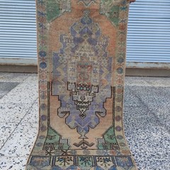 2×3 Turkish Vintage Small Rug Handmade 49 x 102 cm Big Bath Mat 1.61 x 3.35 ft