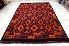 8X13 MAGNIFICENT MINT HAND KNOTTED VEGETABLE DYE DOUBLE SIDED SHIRAZI KILIM RUG
