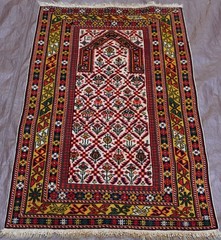 Antique Caucasian Shiravan Dated Hand Knotted Wool Rug Prayer Design 2’4″ x 3’7″