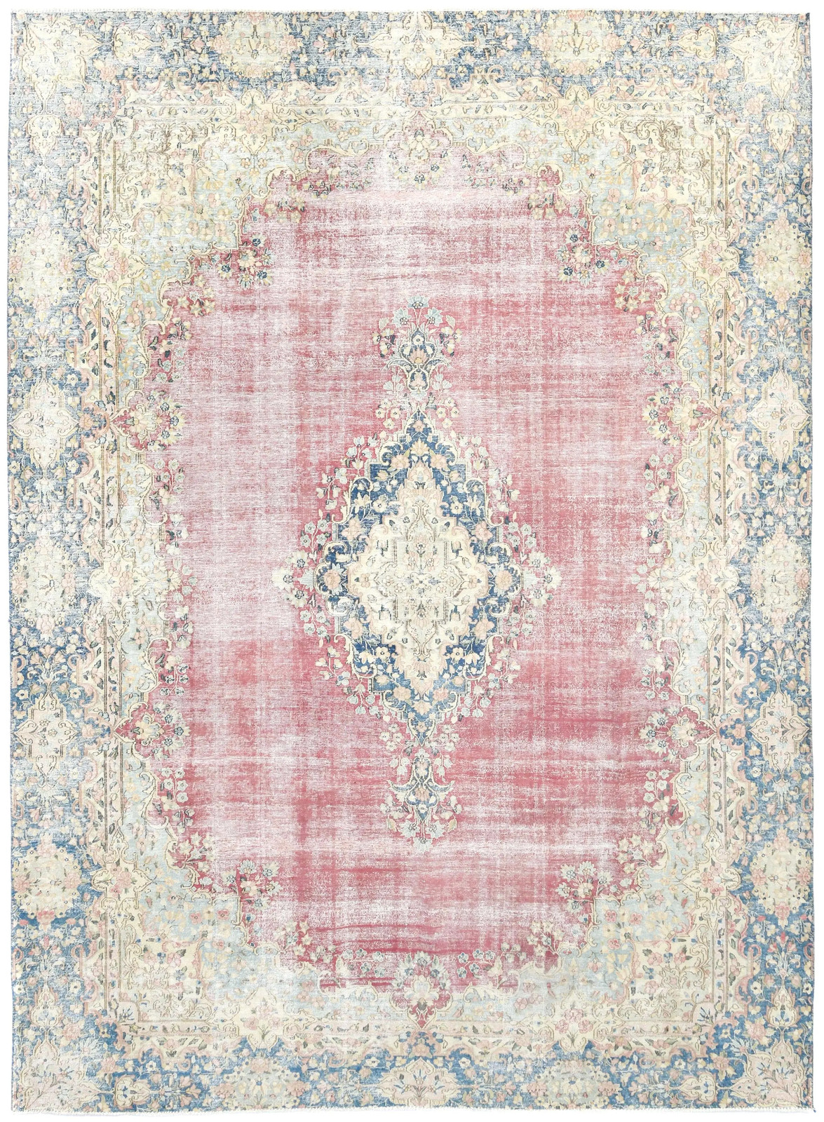 Handmade Muted Floral Distressed Oriental Rug Vintage Living Room Carpet 9X12 ft gallery