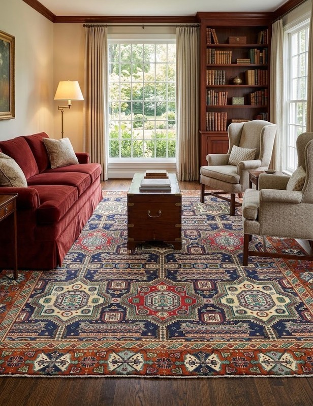Handmade Semi-Antique Vintage Oriental Rug Geometric Living Room Carpet 9X12 ft gallery