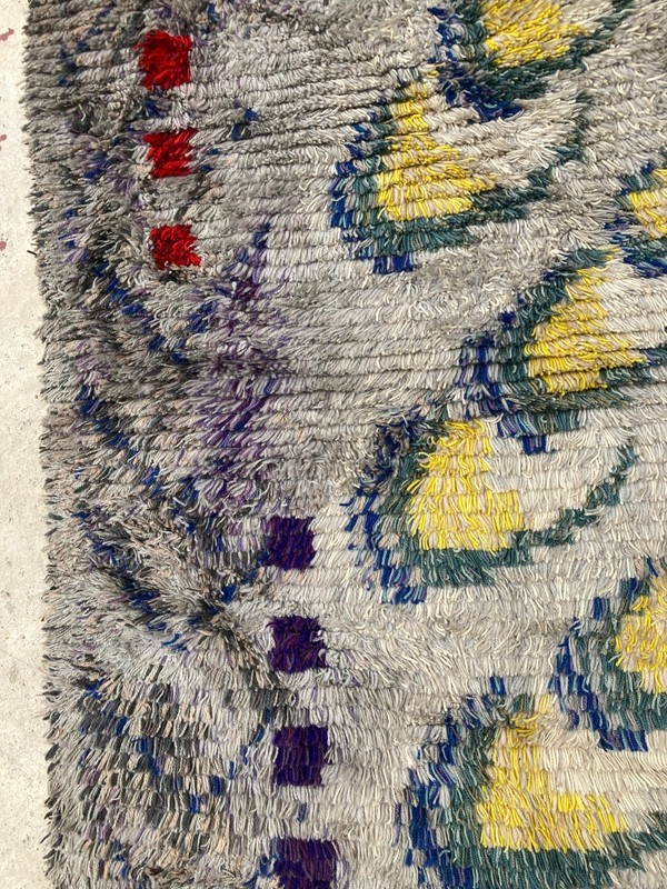 Authentic Antique Rya Rug Handmade Wool Scandinavian Multicolor Carpet 128x96 cm gallery