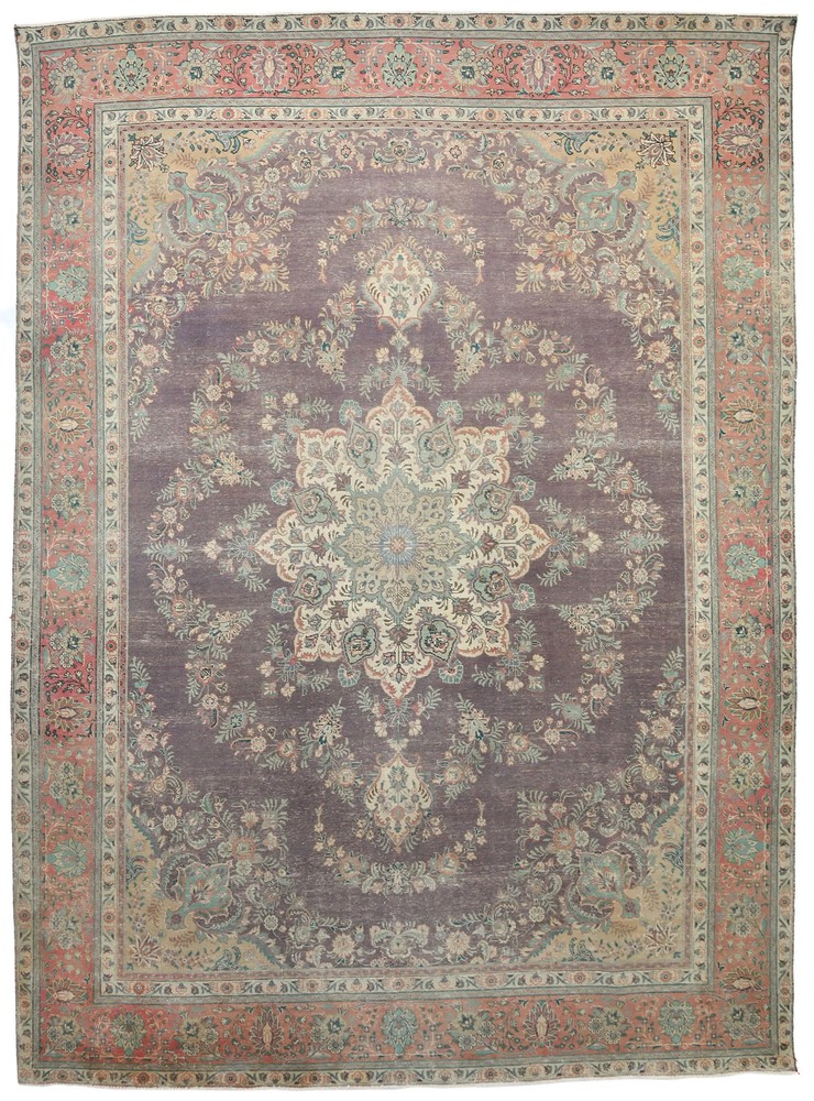 10X13 ft Semi-Antique Distressed Vintage Oriental Rug Floral Design Decor Carpet