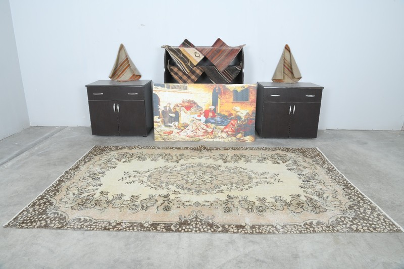 6x9 ft rug, antique turkish carpet vintage oushak rug hand-knotted small rug,420 gallery