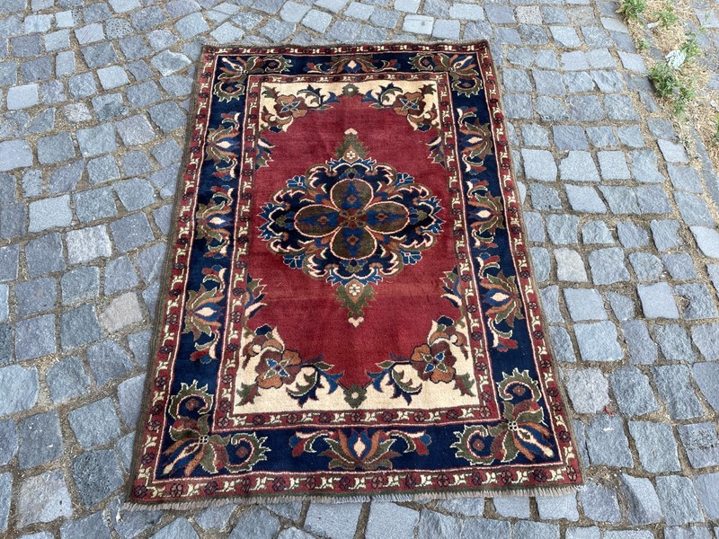 Bohemian Area Rug Handmade Wool Rug Turkish Vintage Traditional Rug 3,2 x 4,6 ft gallery