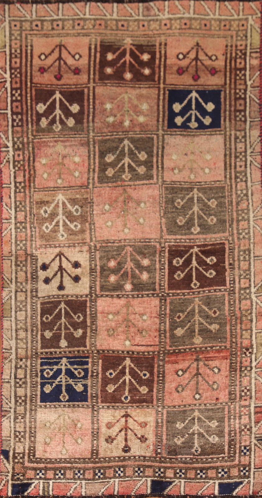Handmade Wool Tribal Rug 4x7 Ft Garden Design / Geometric Oriental Wool Carpet gallery