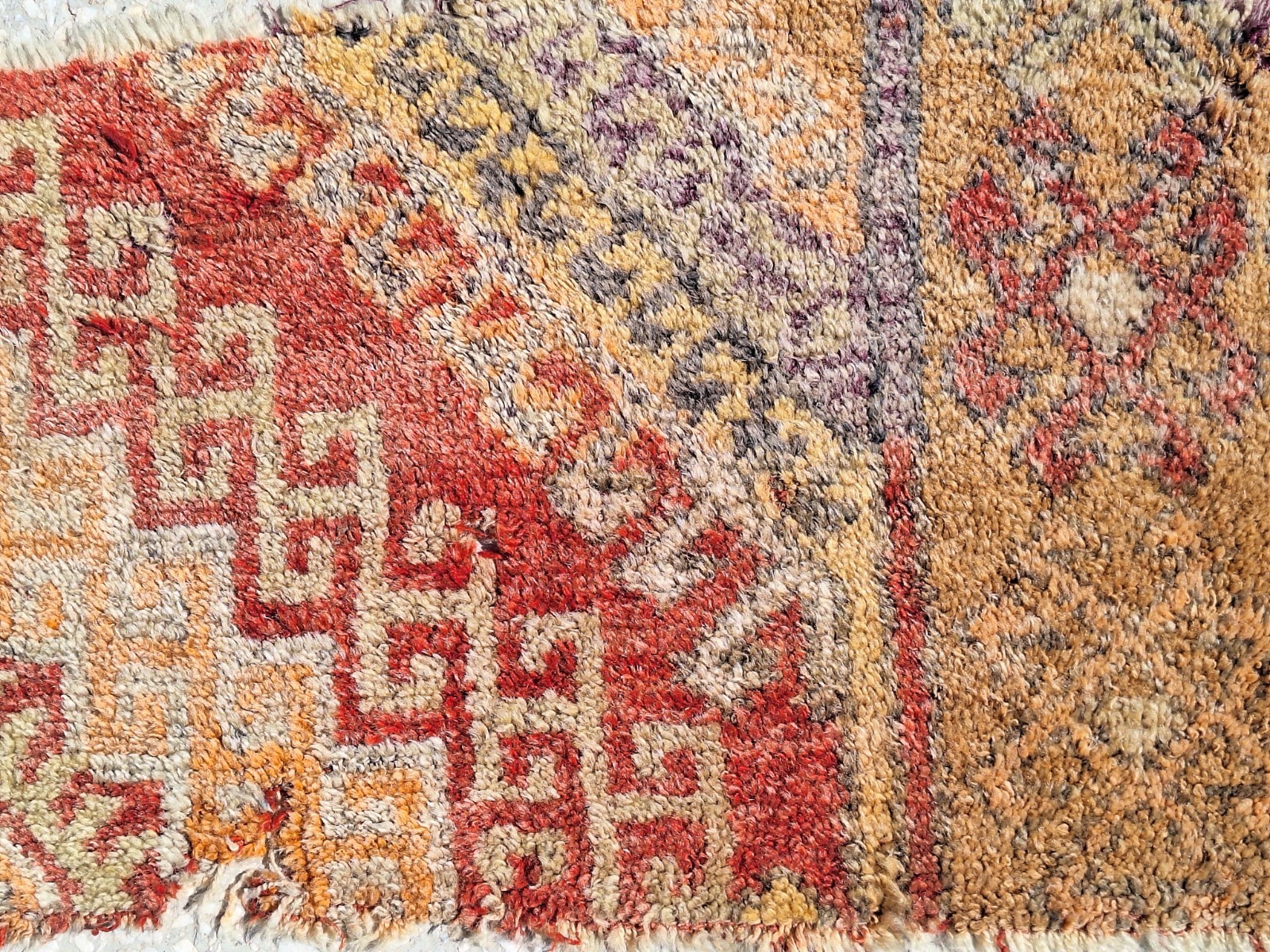 1890s Rare Collectible Antique Fragment Carpet , Cappadocian HandMade Pile Rug gallery