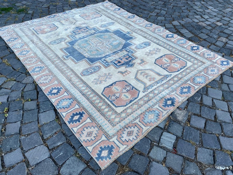 Turkish rug, Vintage rug, Large rug, Wool rug, Handmade rug, Carpet,5,3 x 7,1 ft gallery