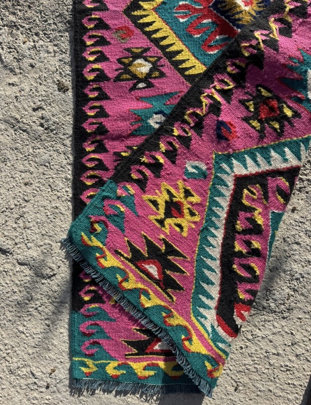 Pink Vintage Tribal Kayseri Kilim Rug from Turkey 113 cm x 80 cm gallery