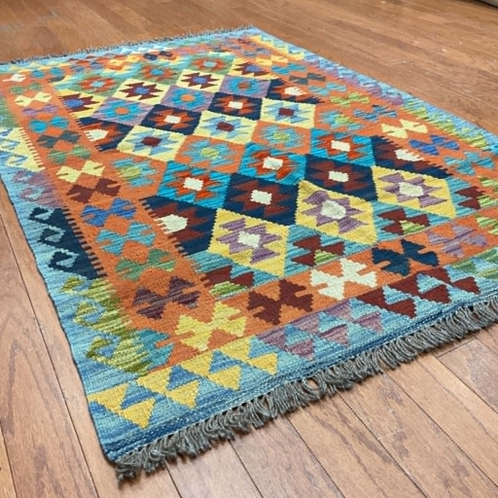 Afghan Hand-woven Mimana Kilim 100% Wool Area Rug (5'1" x 3'6") gallery