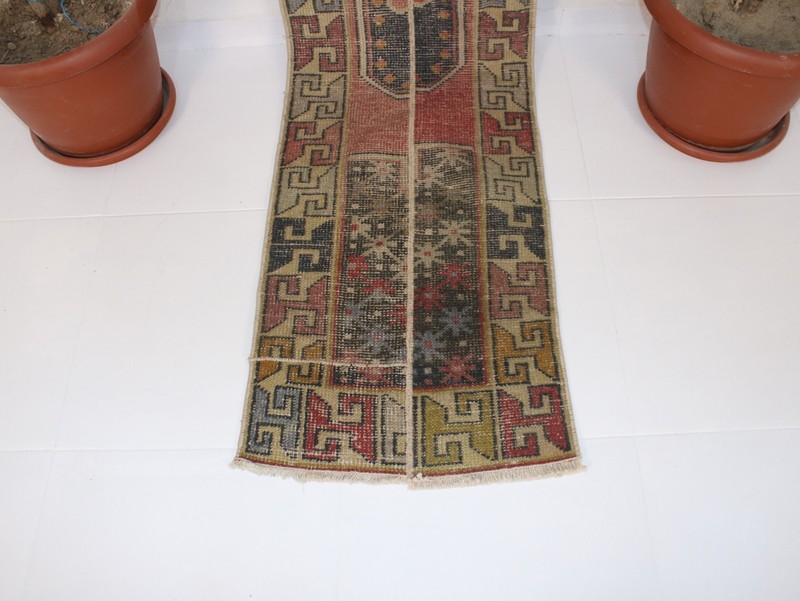 Turkish Patchwork Runner Rug 1.6x8.5 Ft (50x260 cm) Handmade Red Blue Long Hall gallery
