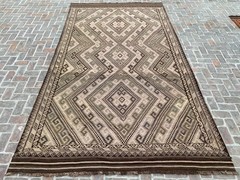 8×15 ft Afghan Faded Oriental Large Geometric Turkmen Ghalmori Wool Area Kilim