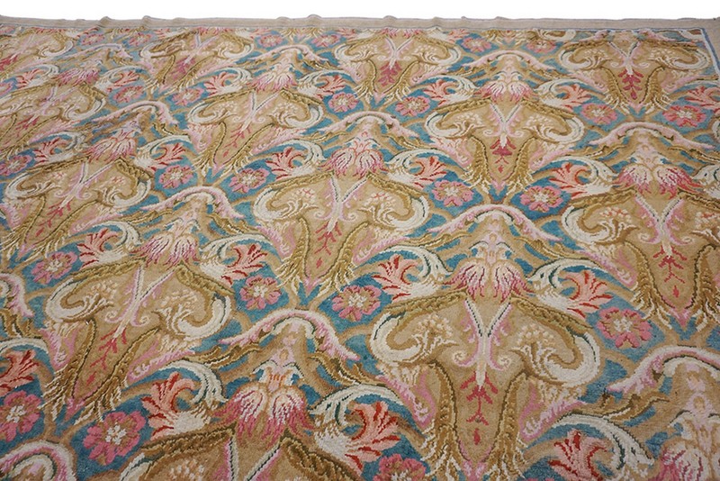 14'x16' Antique Wool Hand Knotted Pile Blue 1750s Rug gallery