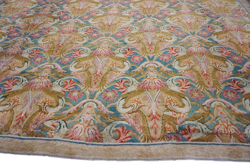 14'x16' Antique Wool Hand Knotted Pile Blue 1750s Rug gallery
