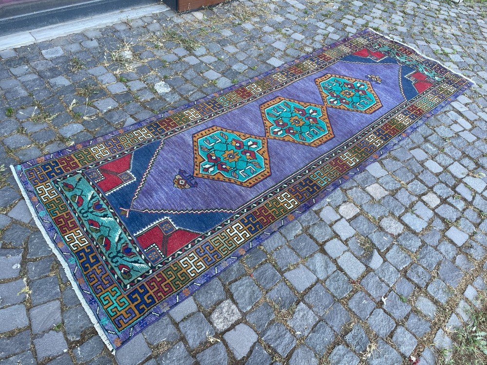 Bohemian Runner Rug, Turkish Vintage Rug, Handmade Wool Rug, 3,3 x 10, ft