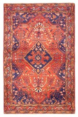 Vintage Hand-Knotted Area Rug 4’4″ x 6’9″ Traditional Oriental Wool Carpet