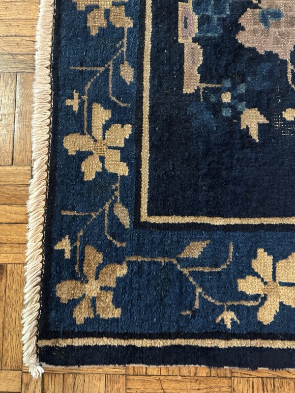 1920’s/1930’s Art Deco Blue Oriental Rug 3.5x5ft gallery