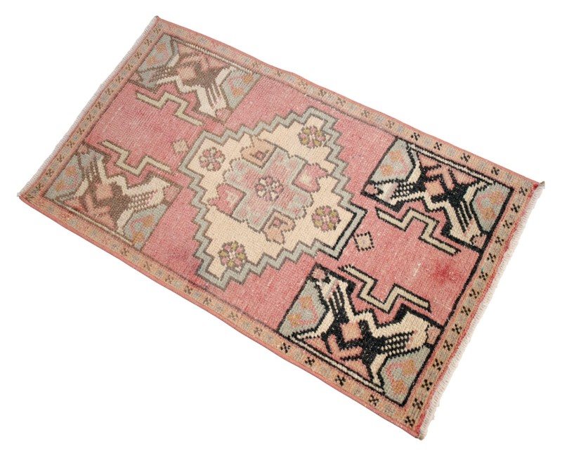 Vintage Doormat Turkish Rug Handmade Wool Small Rug, Kitchen Rug, 2x3 ft approx gallery