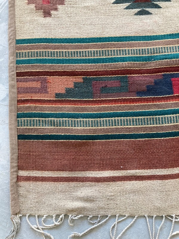 Antique Navajo Handwoven Diamond Medallion Native American Kilim Rug 145x75 cm gallery