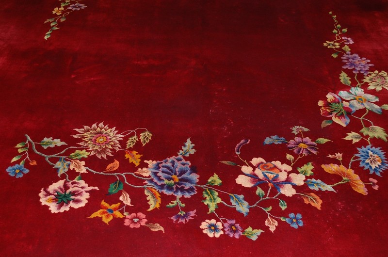 c1930s ANTIQUE MINT ART DECO RARE SIZE CHINESE NICHOLS RUG 8.8x11 SQUARISH SIZE gallery