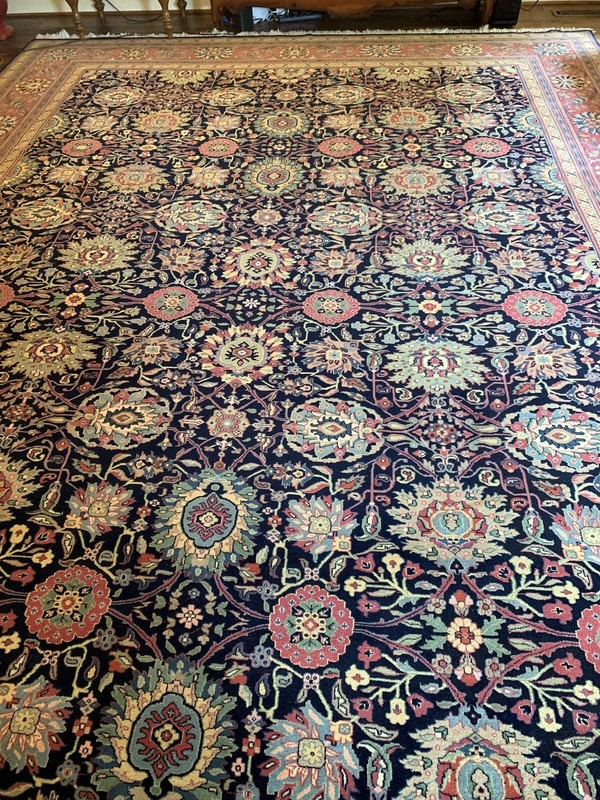 12' x18' MAHAL Design Handmade large Oriental Rug Navy blue background 12x18 FT. gallery