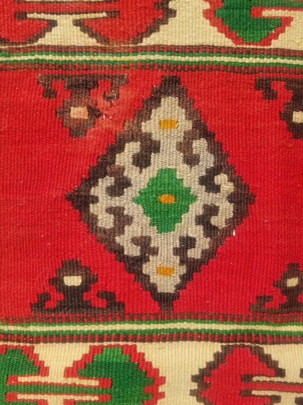 Vintage Traditional Handmade Turkish Wool Red Kilim 6x3.3ft gallery