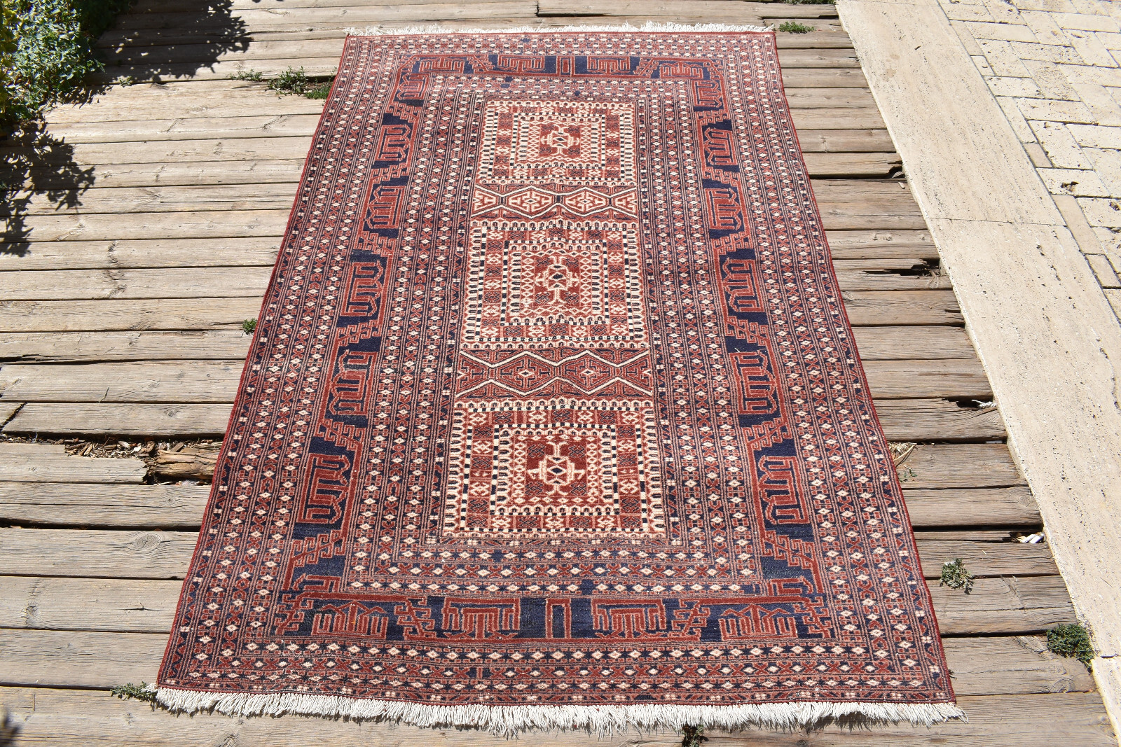Turkish Rug 3x6 ft Handwoven East Anatolian Oriental Wool Carpet 120x187cm gallery