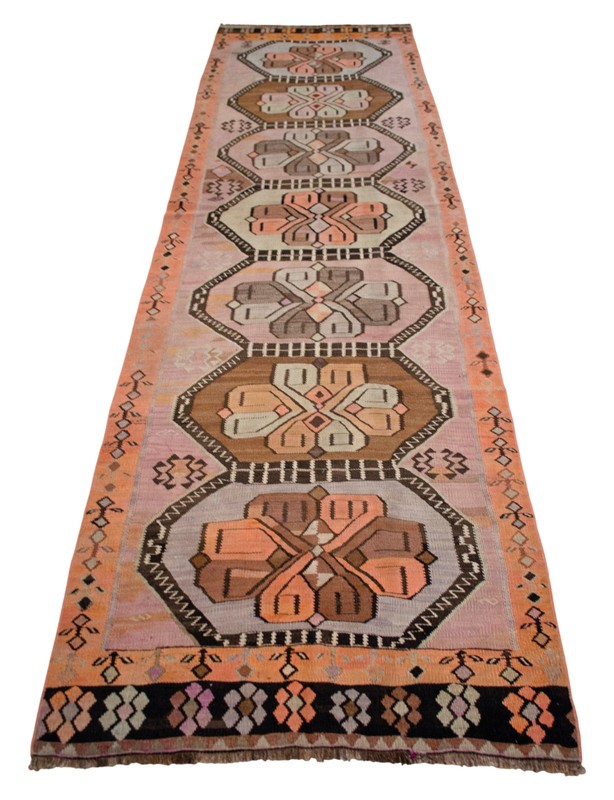 Vintage Turkish Rug Runner Handmade Halway Kitchen Decor Kilim Rug 4x13 approx gallery
