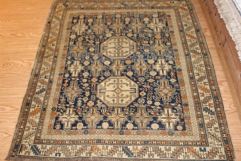 ANTIQUE Caucasian Kazak Shirvan Rug 4' x 5' Late 19th Century matches Heriz rugs gallery