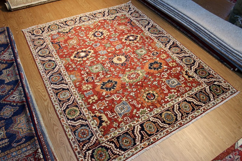 Top Quality 8X10 Handmade Oriental rug, MAHAL Design RUST blue vegetable dye gallery