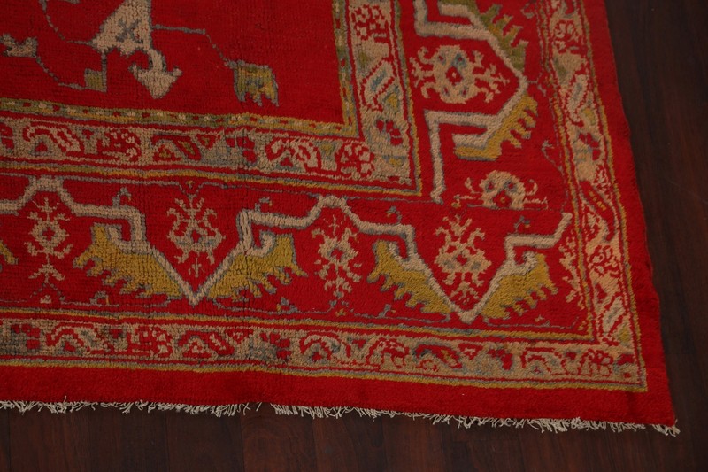 Antique Floral Rust Red Oushak Turkish Rug 10x14 Wool Handmade Dining Room Rug gallery