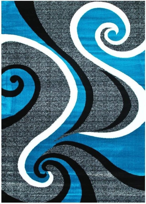 Home Decor Turquoise Rugs Swirl Modern Abstract Area Rug Stylish Premium Rug gallery