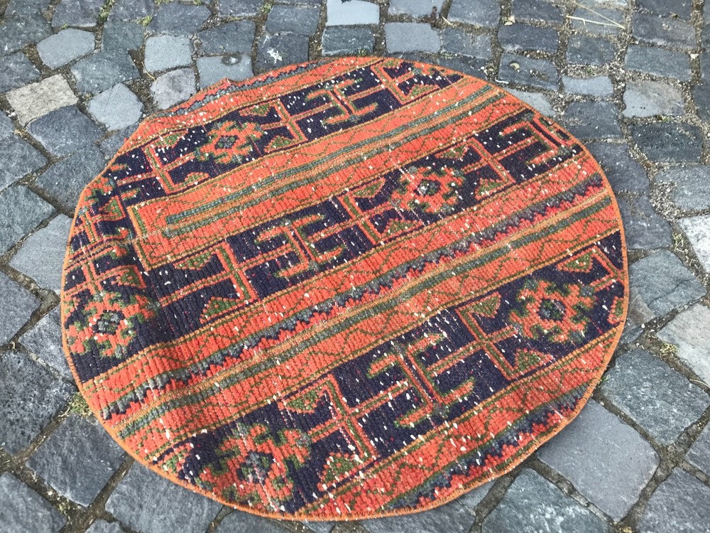 Home Decor Rug, Turkish Vintage Rug, Boho Decor Rug, Oushak Kilim Rug,2,6x2,6ft