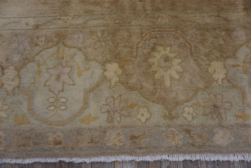 14X18 Vintage Indian Beige Wool Area Rug 1930 gallery