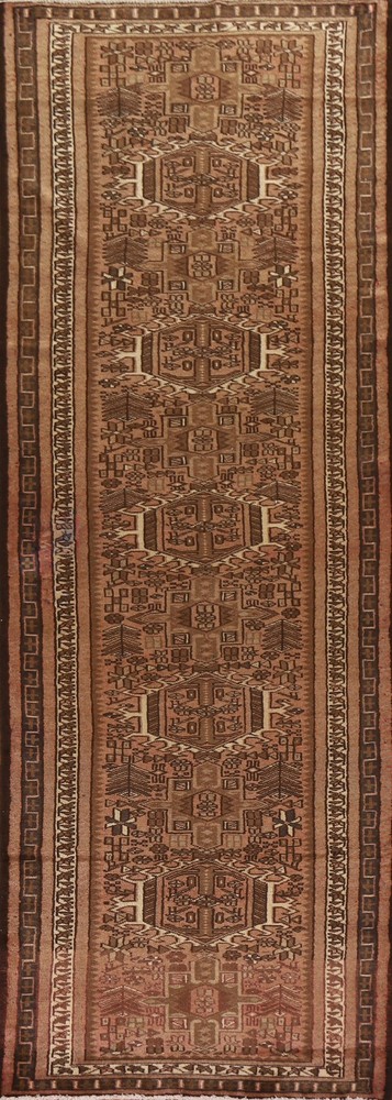 Vegetable Dye Geometric 13 ft Runner Rug 3x13 Vintage Handmade Wool Carpet