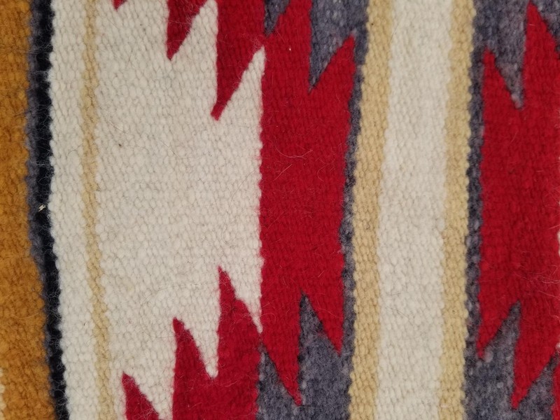 Vintage Handmade Native American Navajo Gallup Throw Wool Rug 84 x 38 cm gallery
