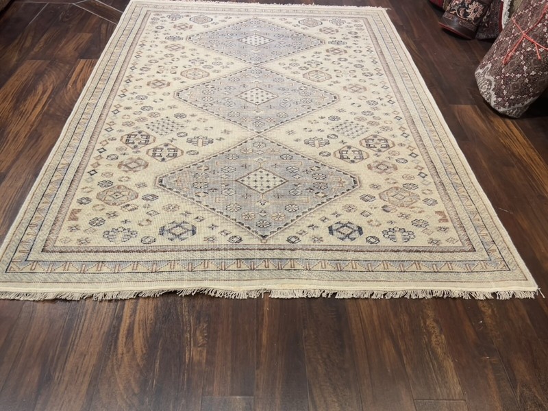 Antique Look Hand Knotted Vintage Tribal Area Rug Geometric Carpet 5’3”x7’3”,92 gallery
