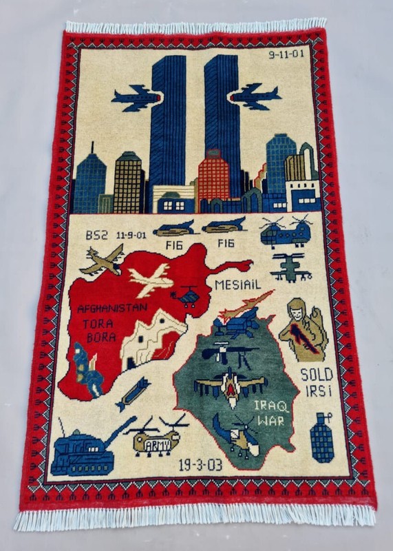 A Beautifully Handmade Afghan war Rug Rare Design Great Quality 133X 80 Cm gallery