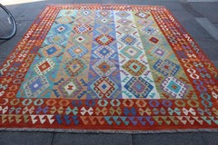 Vintage Traditional Hand Made Kilim Oriental Purple Red Wool Kilim 301x254cm