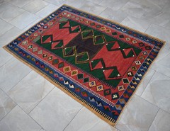 4×6 ft Rug OUSHAK RUG Hand Woven Vintage Turkish Kilim Rug Flat Weave Area Rug